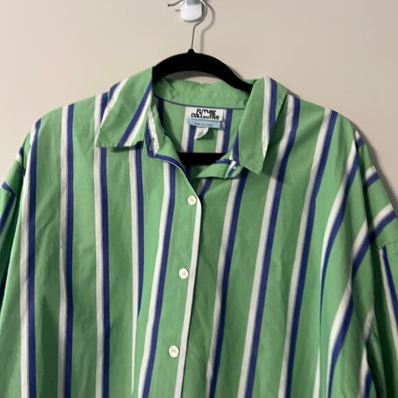 Future Collective with Reese Blutstein Women's Striped Button Down - Large - NWT - Picture 3 of 9